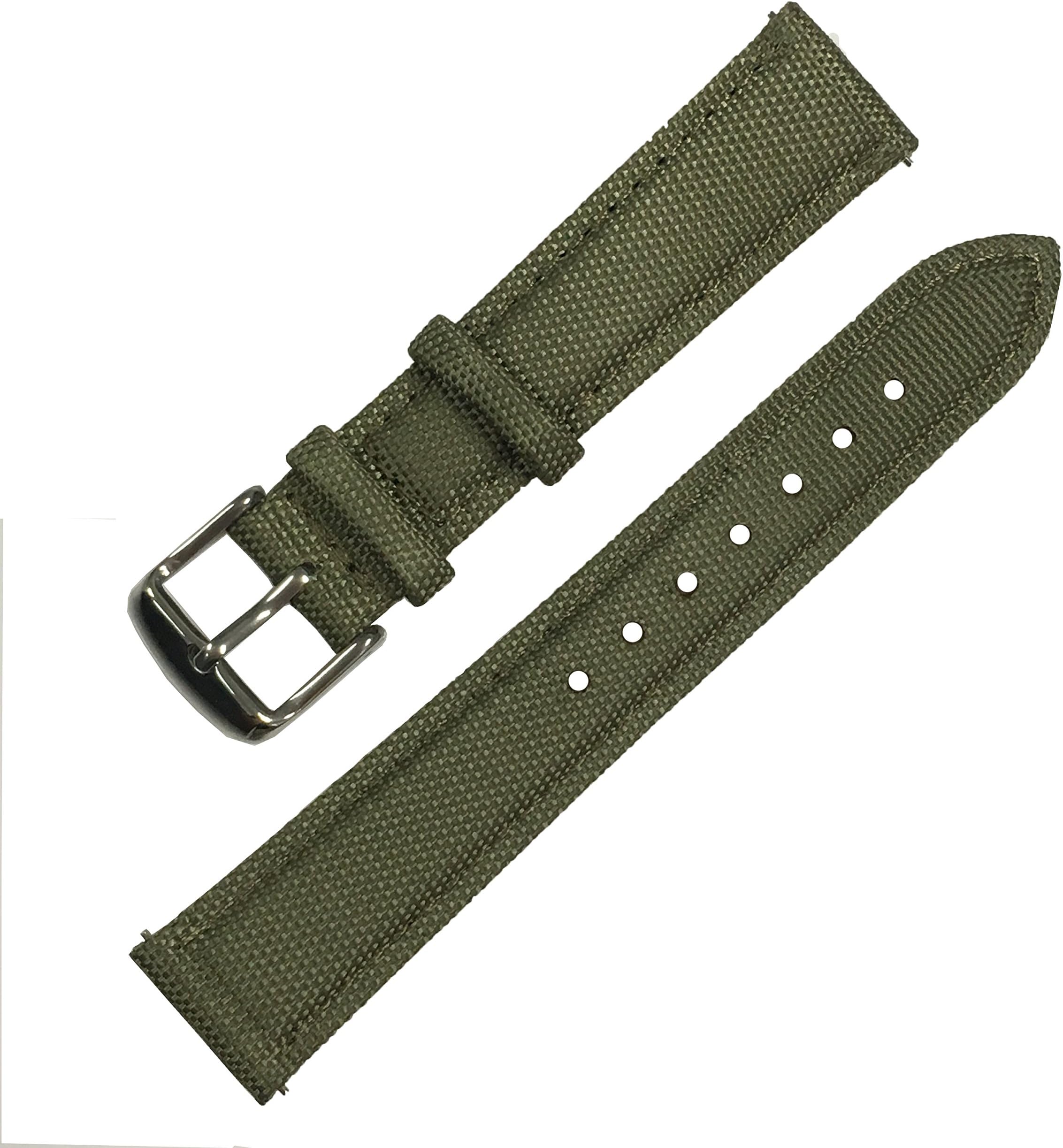 Quick Release Nylon Sailcloth Watch Band, 5 Colors Nylon Full Grain Leather Replacement Watch Strap with Stainless Steel Metal Clasp
