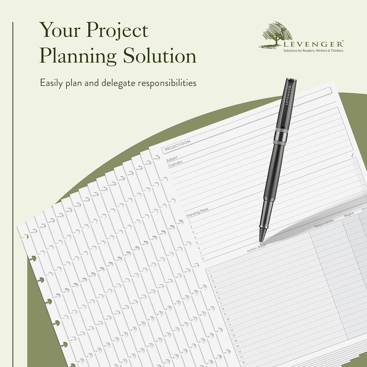 Levenger Circa Project Planner Discbound Paper Refill, Disc Notebook Inserts, 100 Sheets, Letter