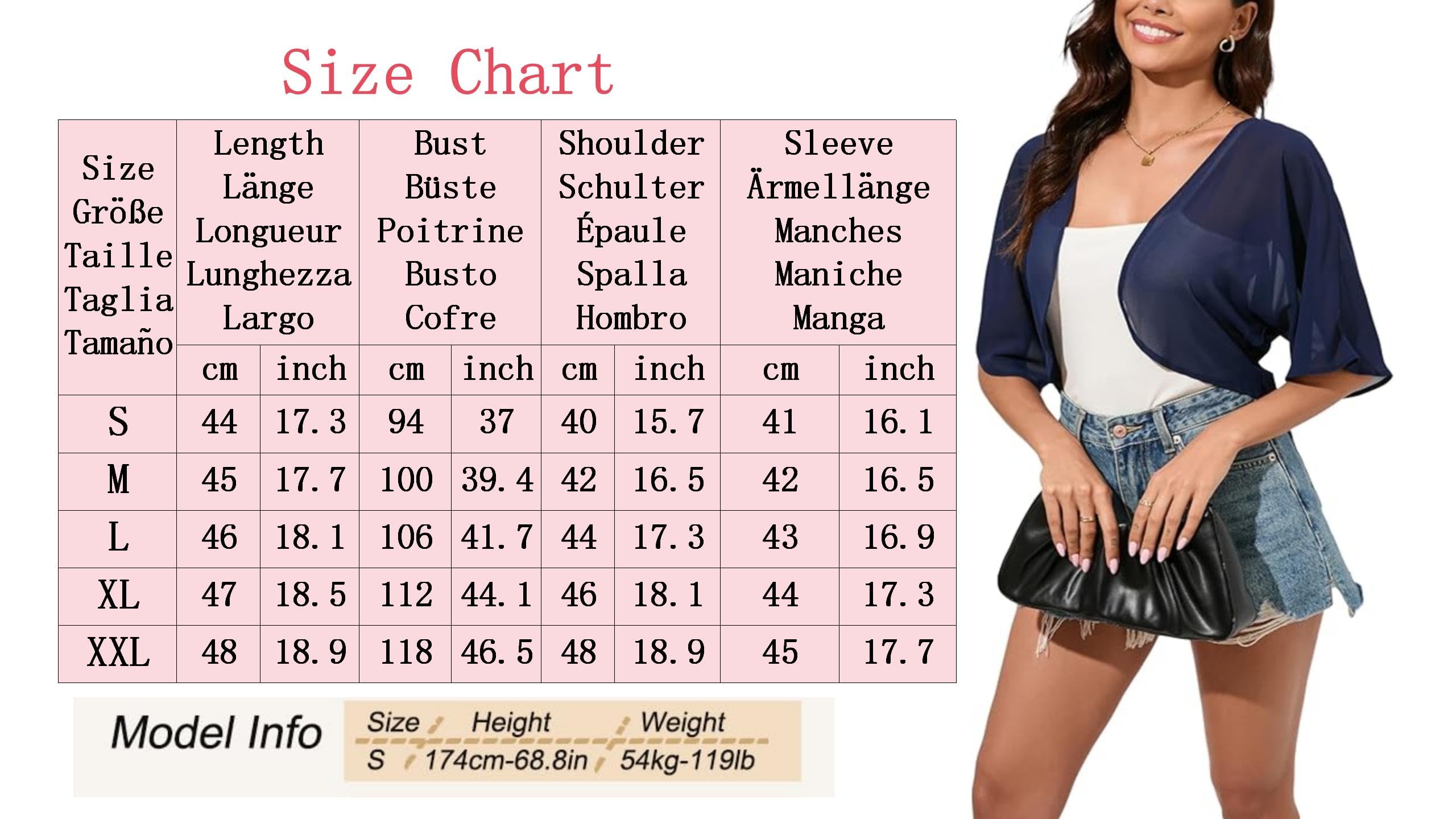 Boléro en mousseline de soie ouvert sur le devant à manches 3/4 pour femme – Cardigan court léger et transparent pour robe