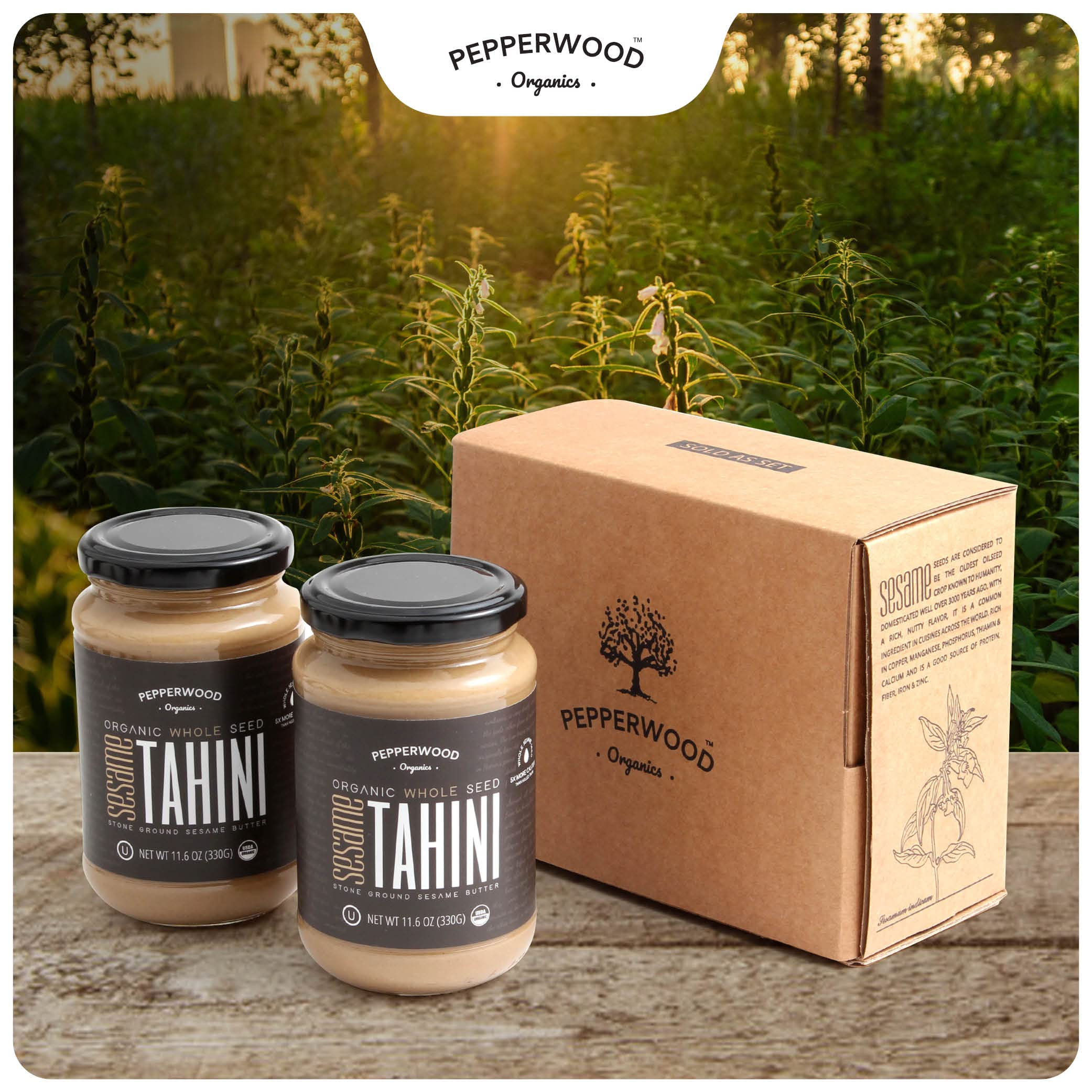 Organic Stone-Ground Whole Sesame Tahini Paste Unhulled Unsalted Non-GMO Gluten-Free Kosher Vegan USDA Organic 330 g 2 Pack