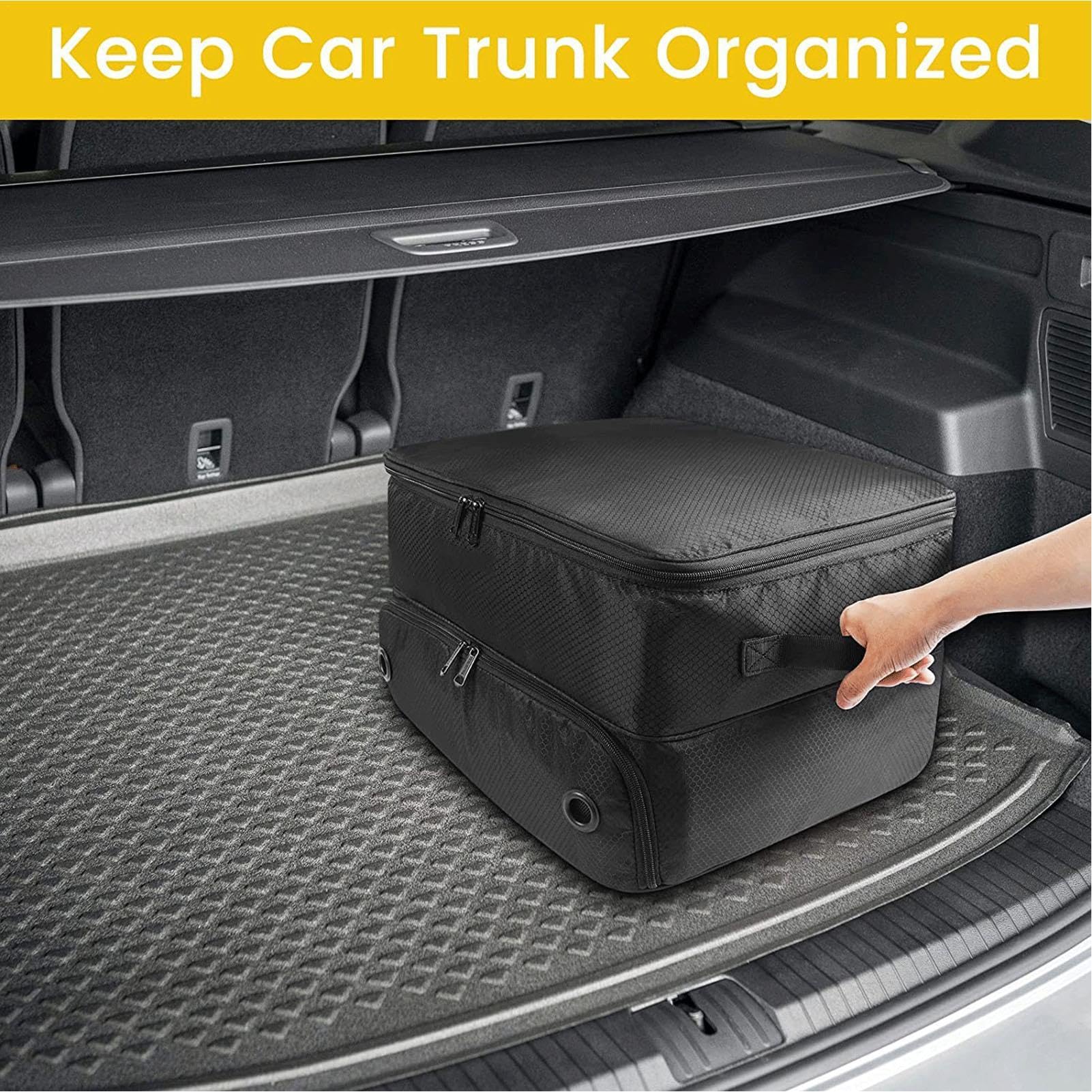 Organizador de maletero de golf, organizador de zapatos para equipo de golf, bolsa para maletero de golf con compartimento separado, bolsa de accesorios de golf para exteriores, Black, Refer to