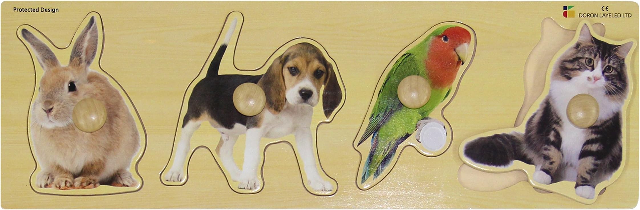 Doron Layeled E72515570, Giant Photographic Wooden Peg Puzzle-Pets