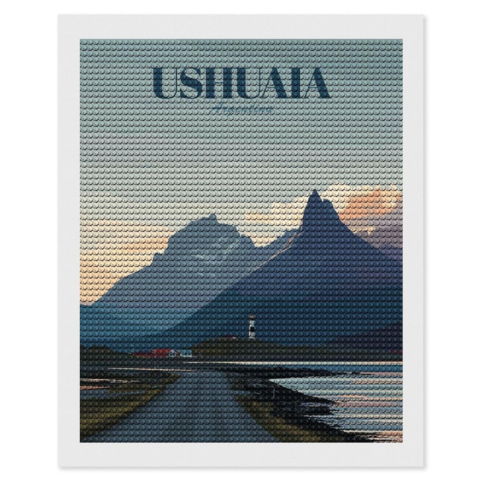 Junmoney Ushuaia, Argentina Travel DIY Diamond Art Canvas Kit 16"x20", for Adults, Decorate Your Room, Gift Idea, Modern Decor, Finish and Display