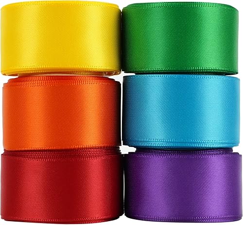 Miniatura 8 de HUIHUANG Cinta rosa rosa de 1-12 pulgadas, color rosa polvorientooro rosarosa malvavainillamelocotón, cintas de satén para ramo de flores de boda,