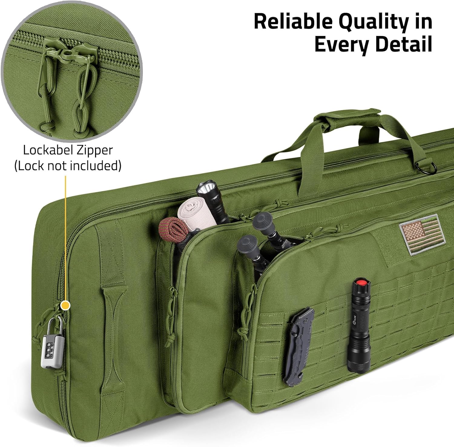 CVLIFE 36" 42" 46'' Soft Rifle Case Triple Layered Double Rifle Bag, Oversized Long Gun Bag with Lockable Zipper and Backpack Strap, Rifle Backpack Gun Case for Outdoor Hunting Shooting Range