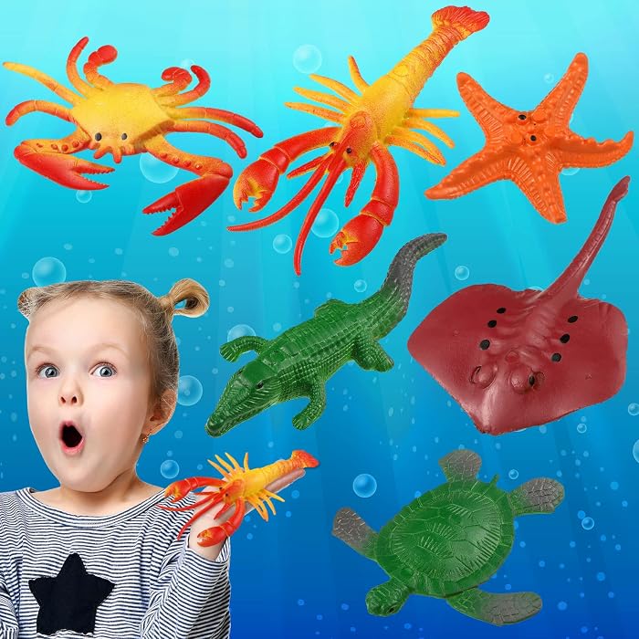 48pcs Glowing Miniature Marine Animals, Premium Resin Mini Sea