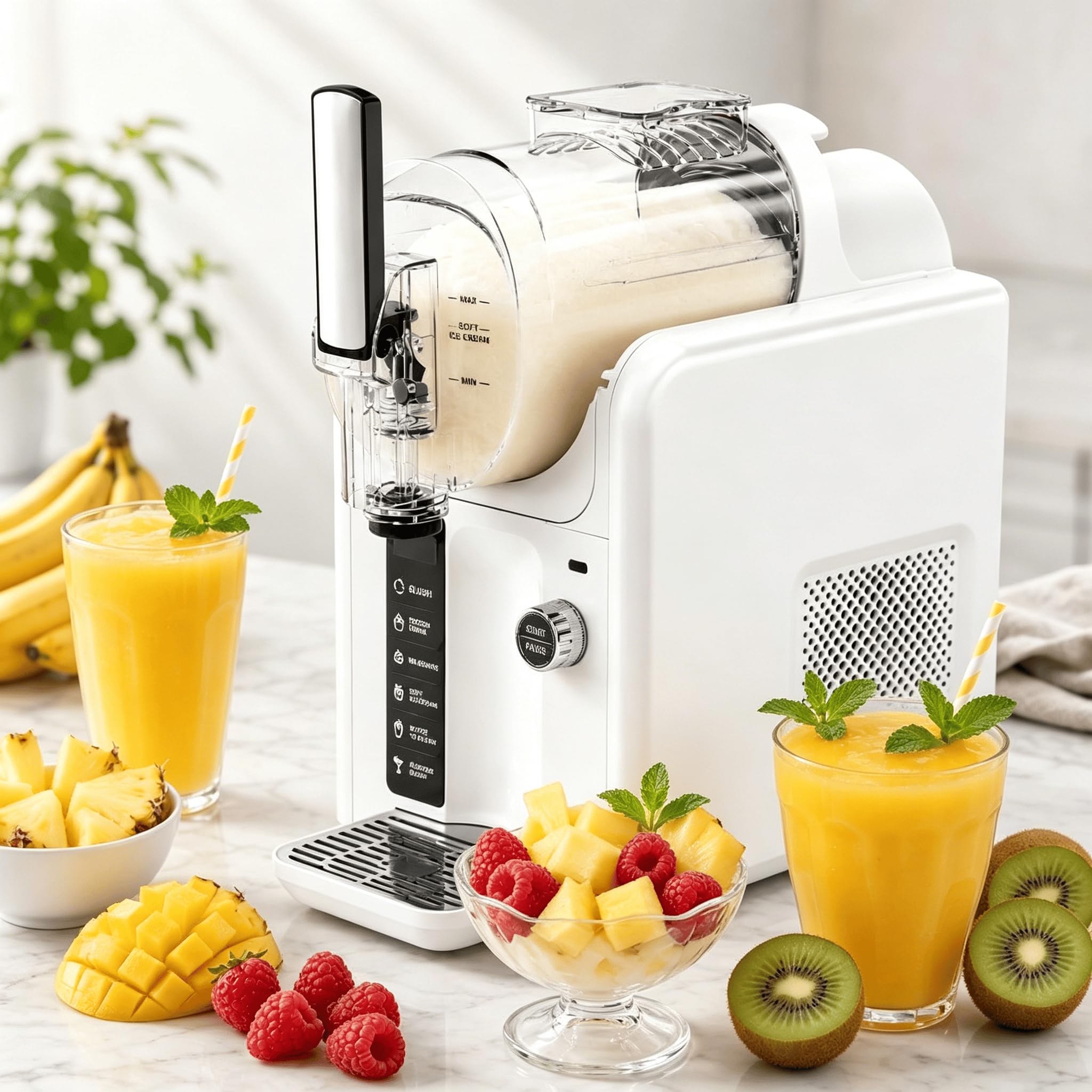 Máquina de granizados Multifuncional para el hogar, máquina para Hacer Bebidas congeladas de Gran Capacidad de 2 litros con 5 Modos, congelación rápida,Blanca