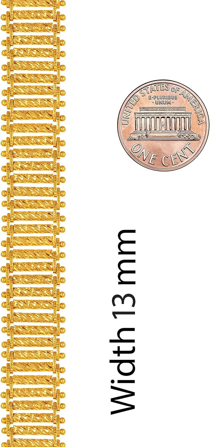 LIFETIME JEWELRY Riccio Bar Bracelet 24k Real Gold Plated for Women and Men (10mm & 13mm)