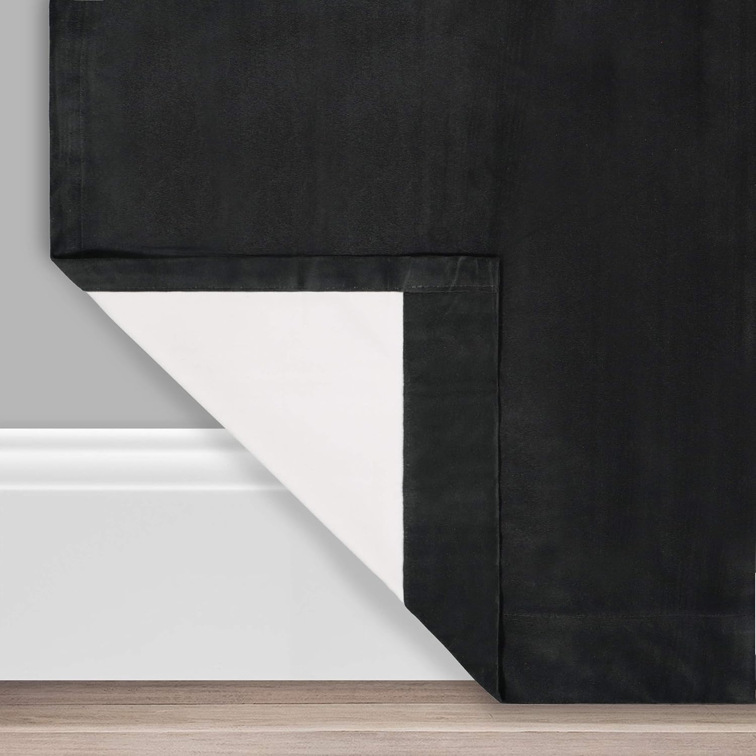 ECLIPSE Bradley Modern 100% Blackout Thermal Rod Pocket Curtain for Bedroom, Living Room, or Theater (1 Panel), 50 in x 63 in, Black