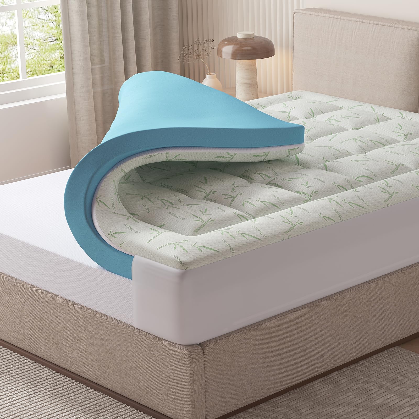 DUMOS Dual Layer 3 Inch Mattress Topper Queen, Memory Foam Mattress Topper - 2 Inch Gel Memory Foam and 1 Inch Pillow Top Mattress Pad Cover for Back Pain, Thick Soft Topper with 8-21 Inch Deep Pocket-image-21