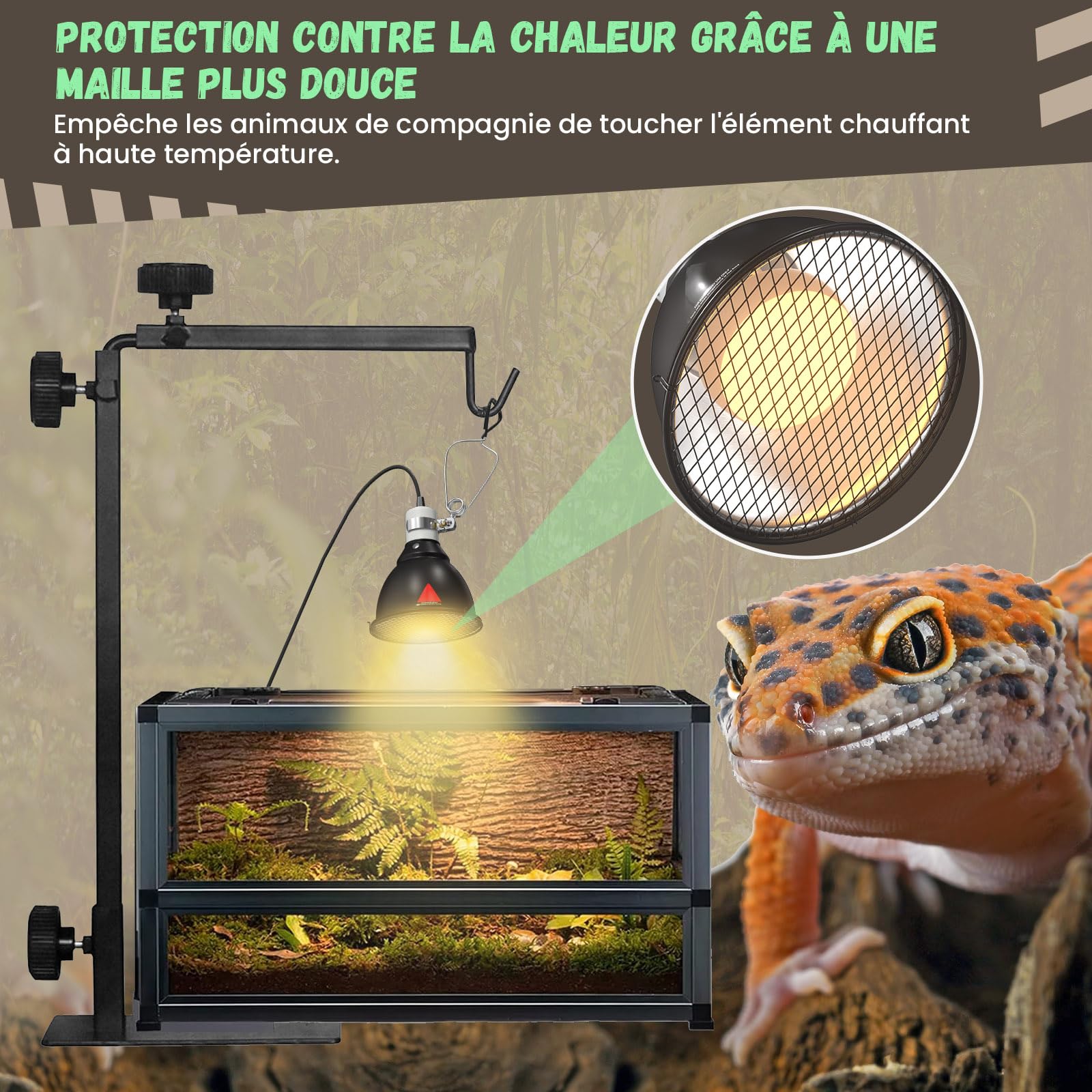 Reptiel-warmtelamparmatuur - aluminium reflector met diepe koepel