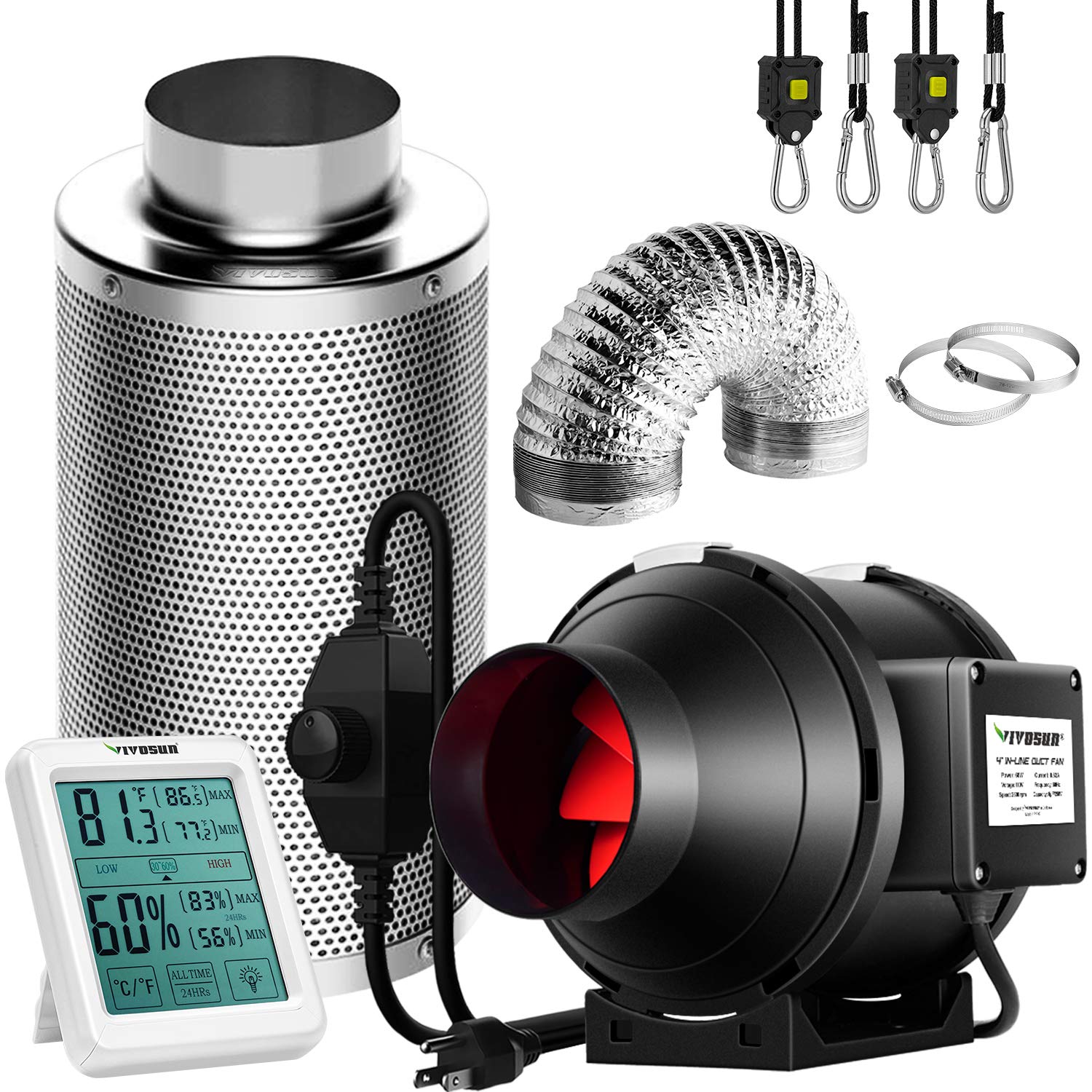 Buy VIVOSUN 4 Inch 190 CFM Inline Fan with Speed Controller, 4 Inch