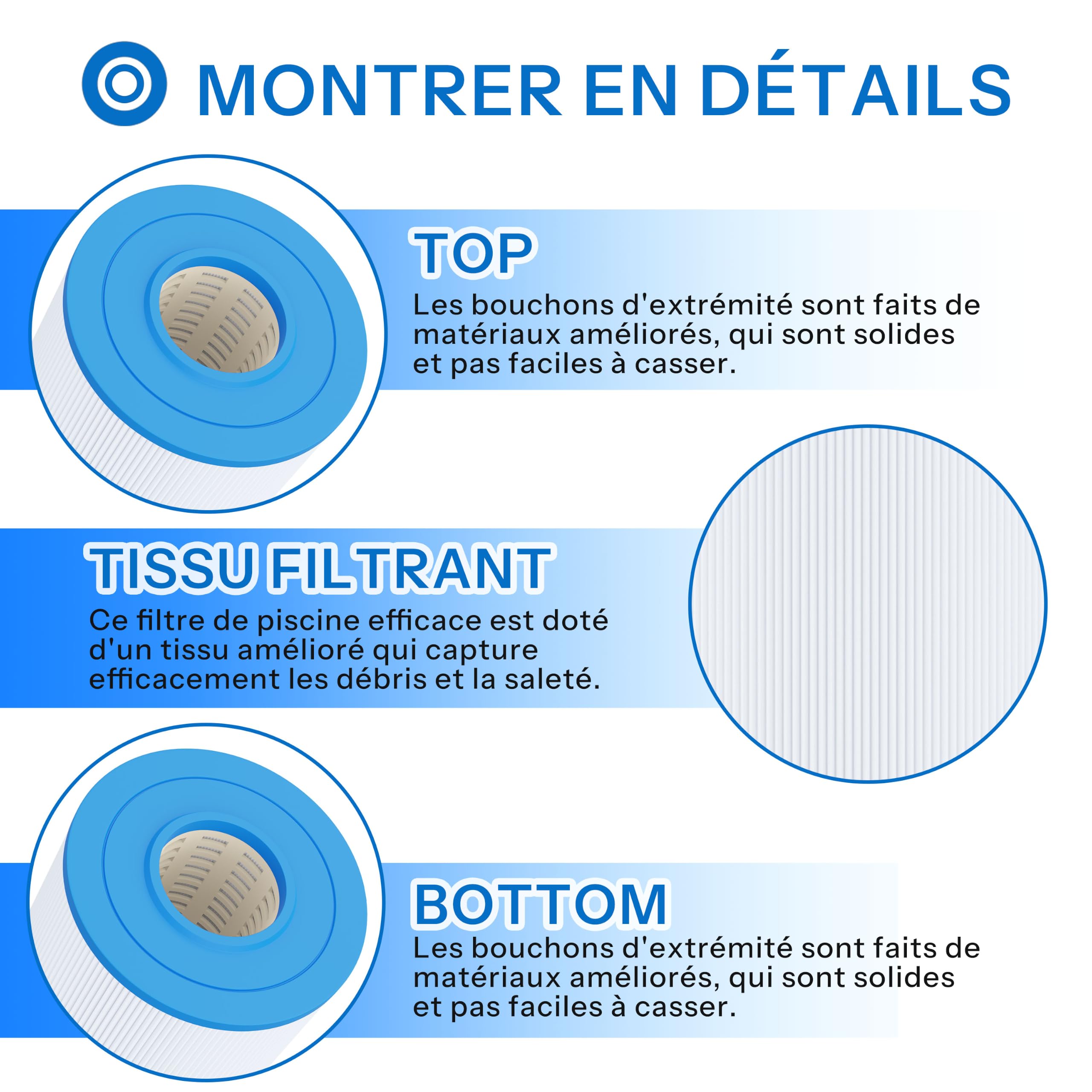 Cartouche Filtrante Piscine Compatible avec Emaux® CF75, 1PCS