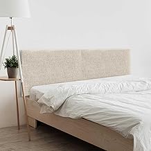 DHOME Cabecero de Lino Natural Liso Cabezal Tapizado Cama Dormitorio Moderno Top Trending (Beige, 180cm Dual (Camas 180/190))