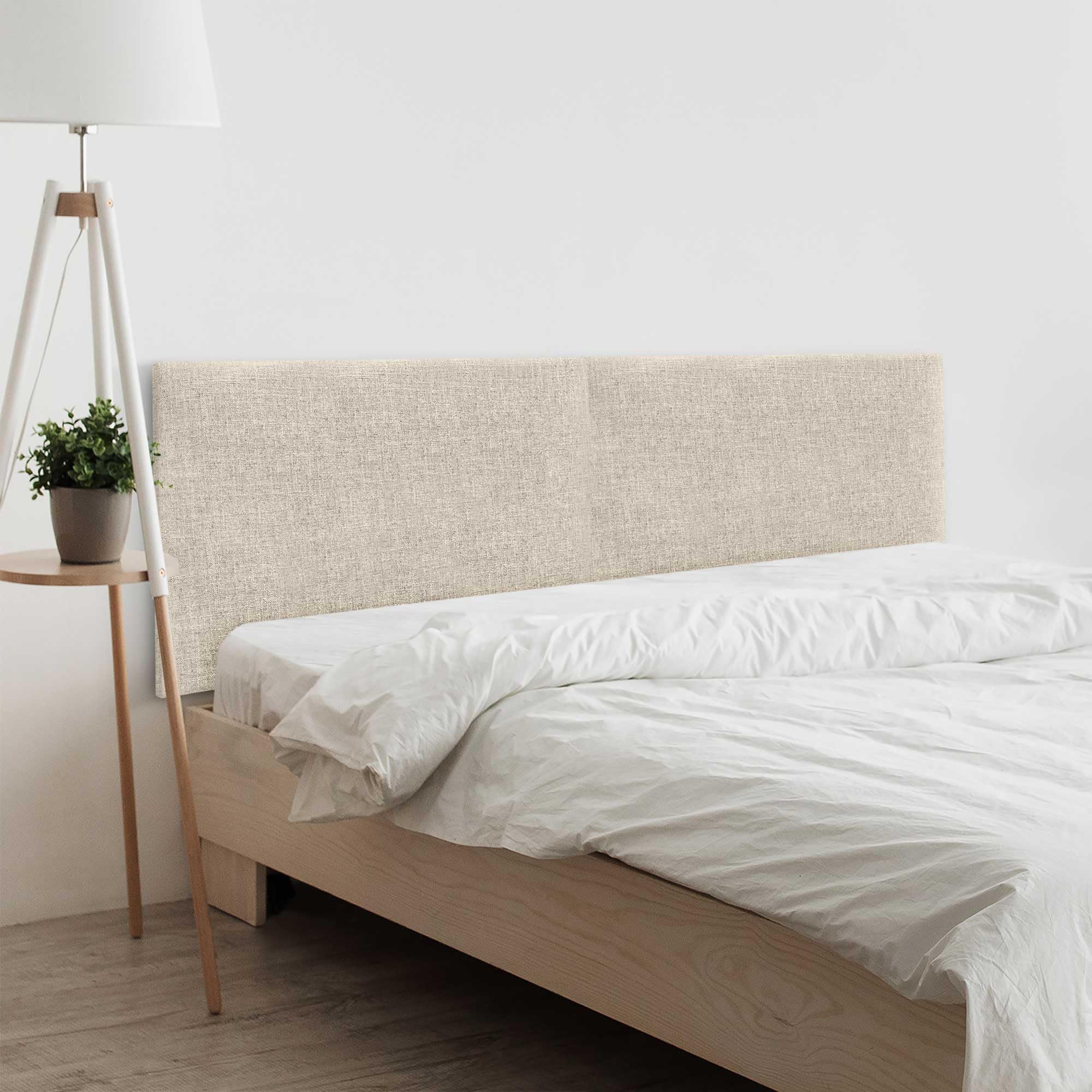 DHOME Cabecero de Lino Natural Liso Cabezal Tapizado Cama Dormitorio Moderno Top Trending (Lino Natural, 180cm Dual (Camas 180/190))