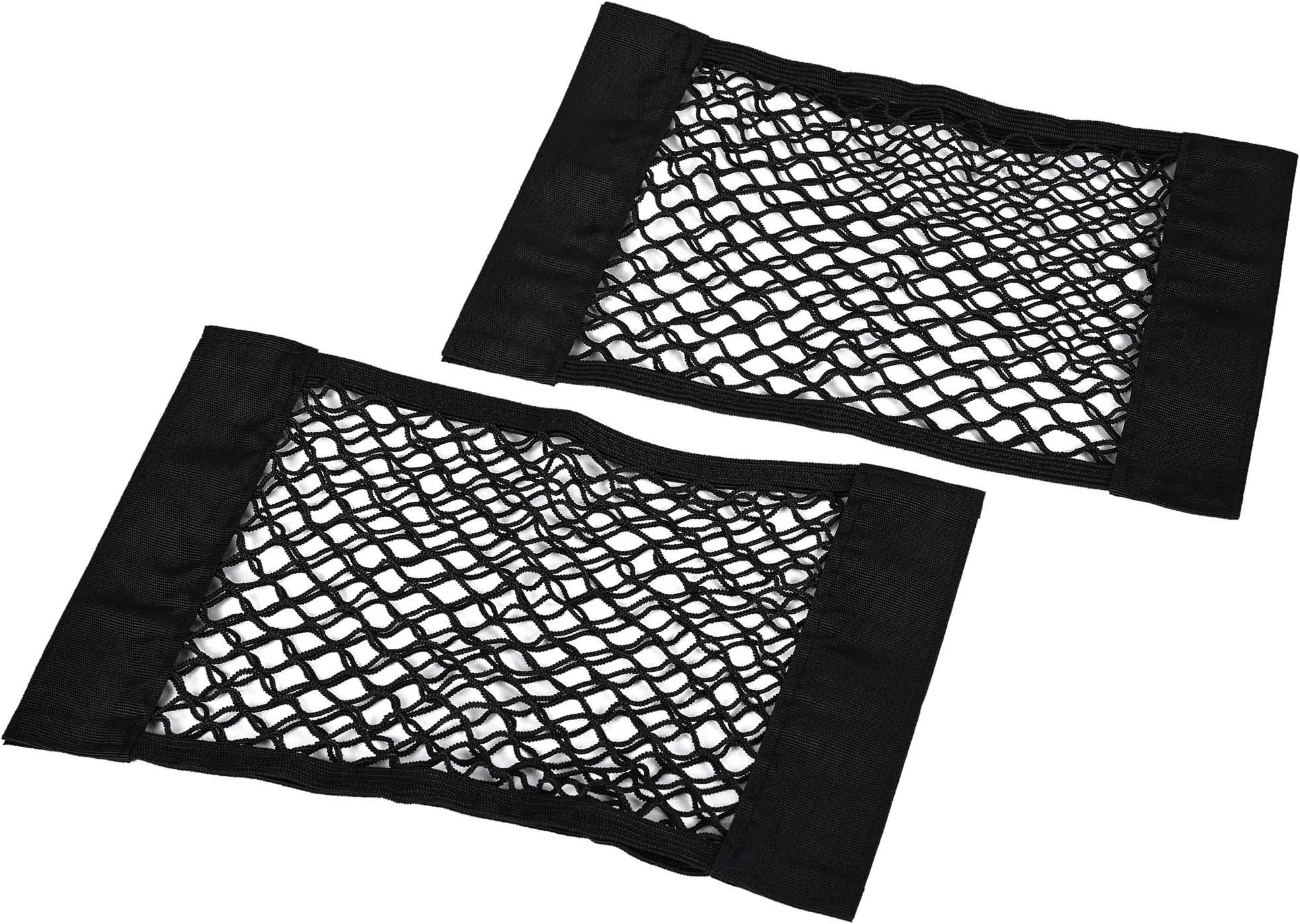 DiMiK Universal Mesh Cargo Net Velcro Car Storage Net Wall Sticker Organizer Pouch Bag Storage Mesh Net for Car Trunk Storage Add On Organizers for Car Truck, Pack of 2