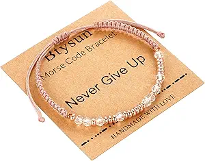 Btysun Morse Code Bracelets for Women Christmas Gift Stocking Stuffers for Teens Pink Braided Bracelets Inspirational Best Friend Birthday Gifts for Her High School Graduation Gifts for Her 2025 Mom Bracelet Jewelry