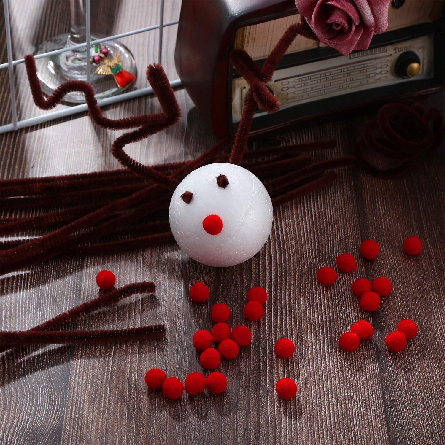 Pompon da 20 mm rosso pompon 125 pezzi per fai da te passa