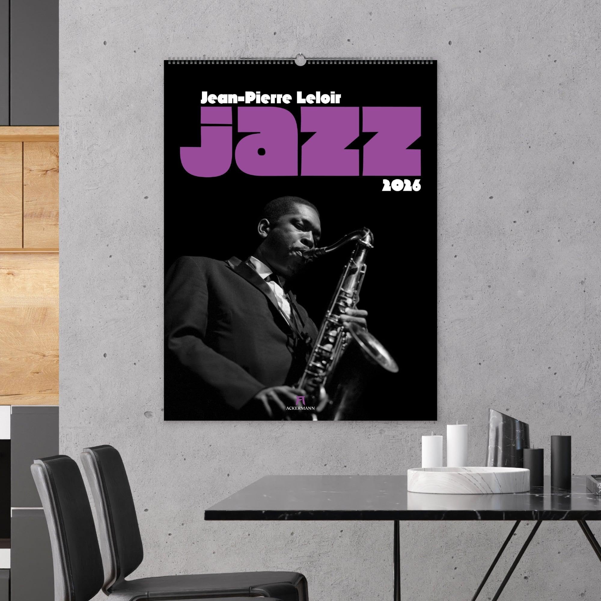 Jazz Kalender 2026 | Stilvoller Musik-Kalender im großen Hochformat (50x66 cm) | Schwarz-weiß-Fotos von Jean-Pierre Leloir für Musikfans