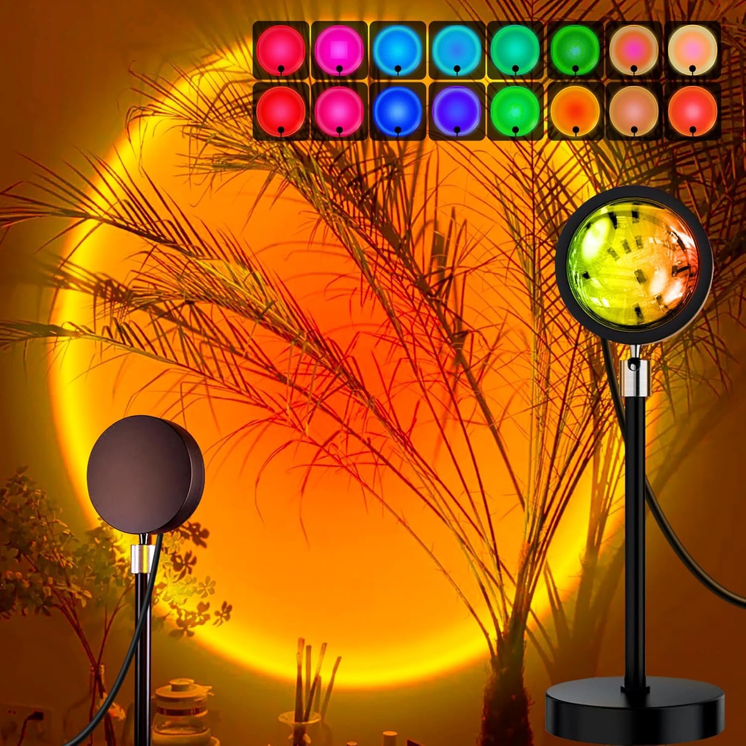 One94Store RGB Sunset Projection Lamp with 16 Color Modes & Remote | Aesthetic LED Night Light for Bedroom, Couples, Kids & Adults | Ambient Mood Lighting for Home & Parties