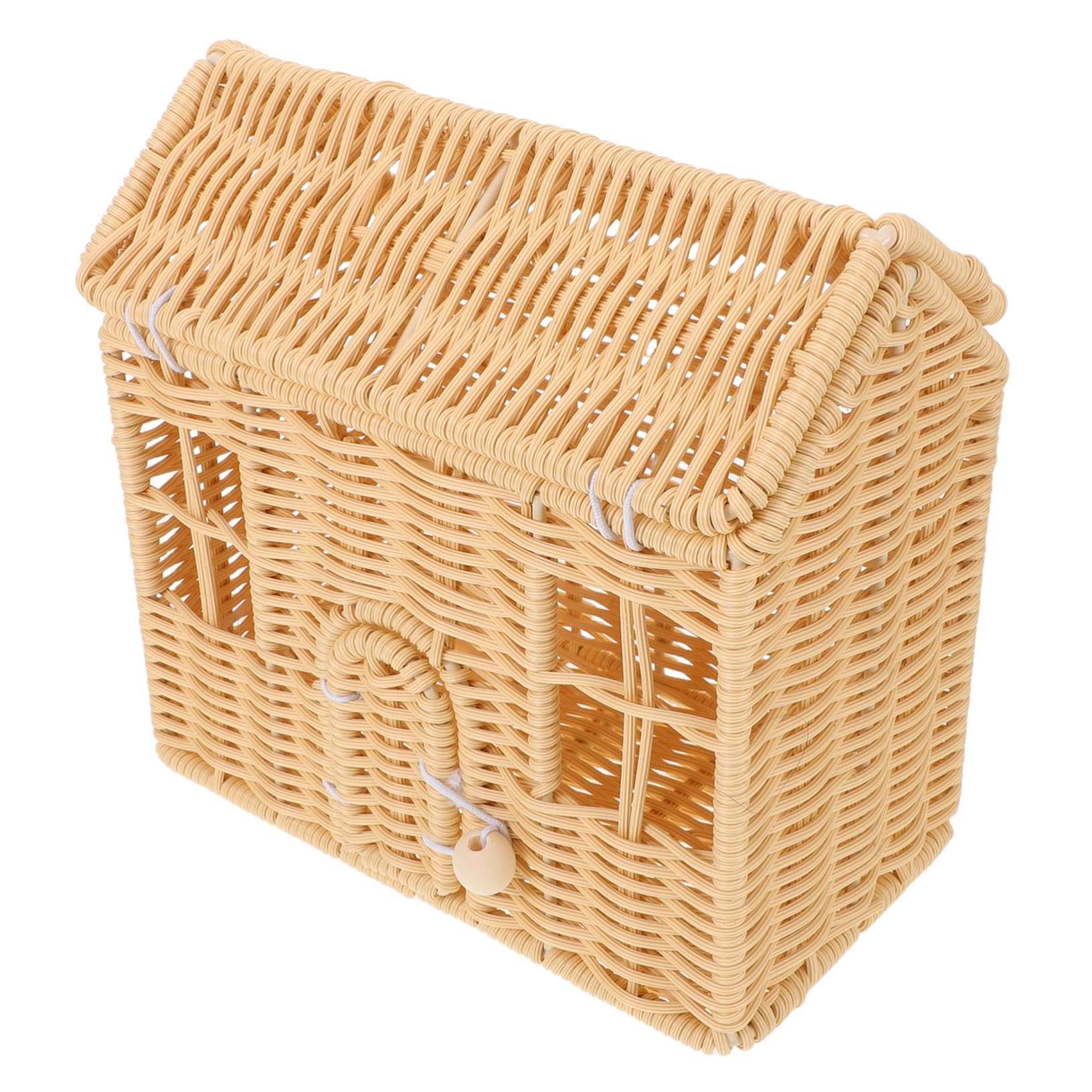 Cesta Tejida Artesanal con Diseño Casita para Dulces y Regalos Cesta Navideña Multifuncional para Bodas Fiestas y Decoración Festiva Resistente y Compacta