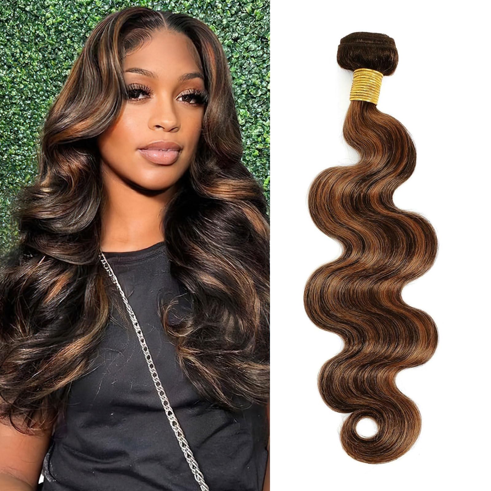 Ombre Human Hair Bundles P1/30 Body Wave Bundles Human Hair Highlight 1 Bundle 12 Inches 100% Unprocessed Brazilian Virgin Weave Human Hair Extensions