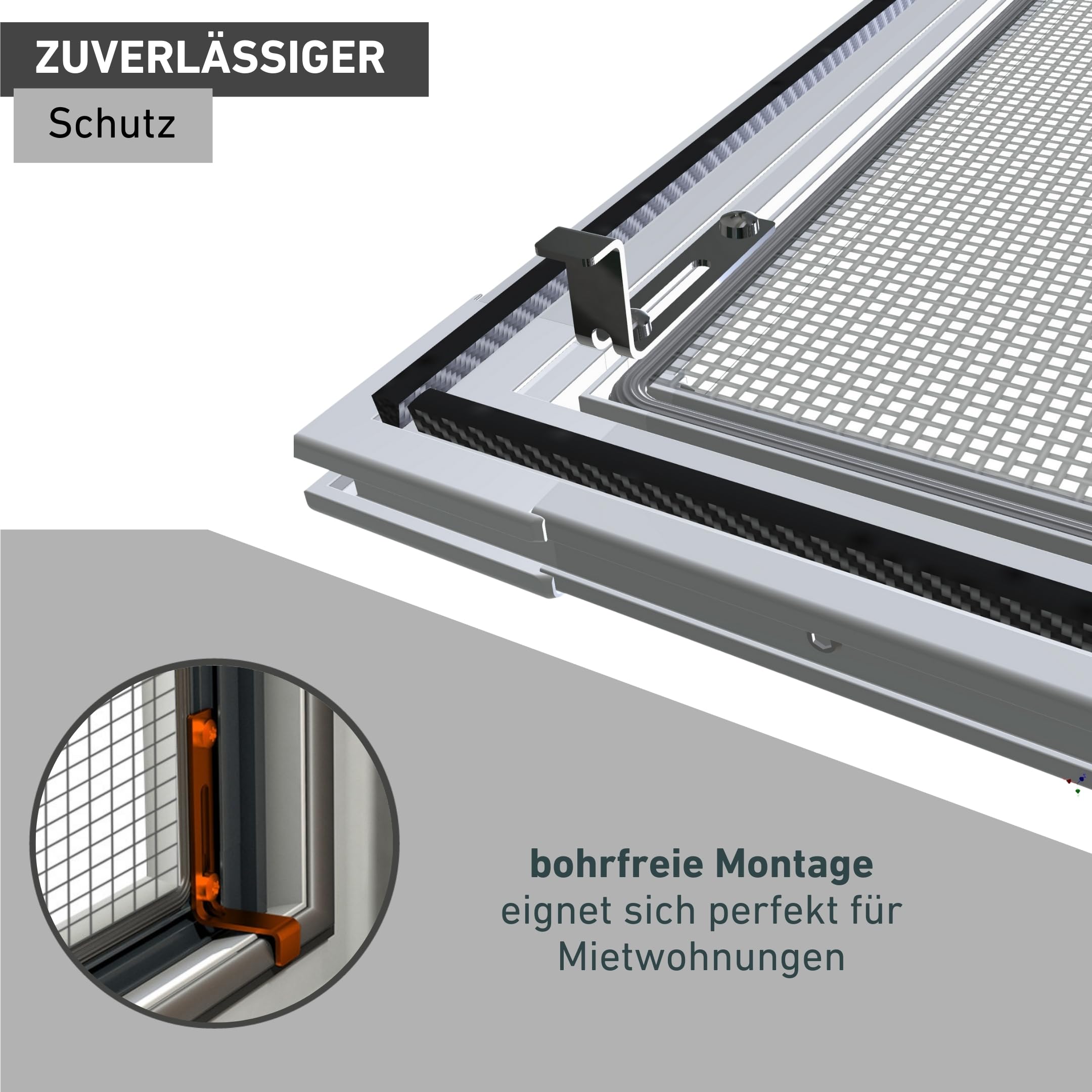 Windhager Insektenschutz Expert Spannrahmen für Fenster, Fliegengitter Alurahmen für Fenster, 100 x 120 cm, anthrazit, 04337