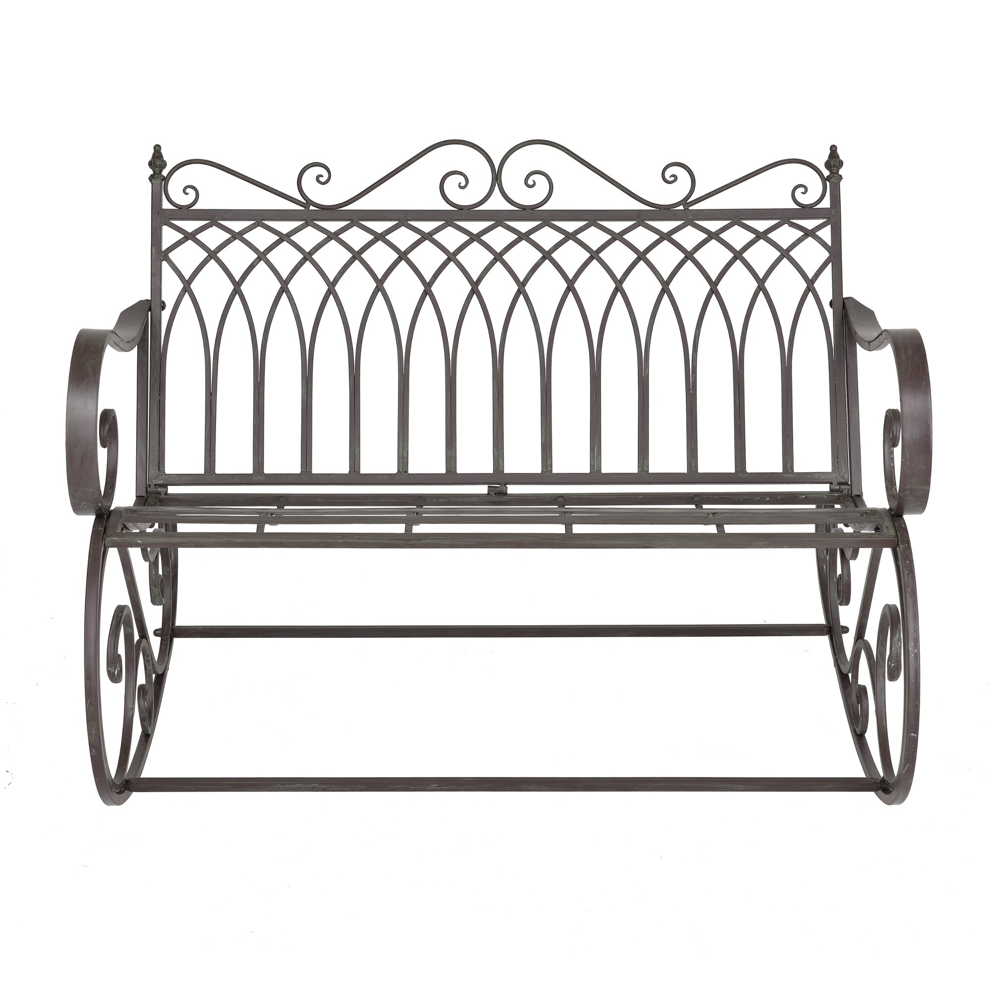 [en.casa] Schaukelbank Greenough 85x113x95cm Gartenschaukel für 2 Personen im Landhausstil Metall Dunkelgrün