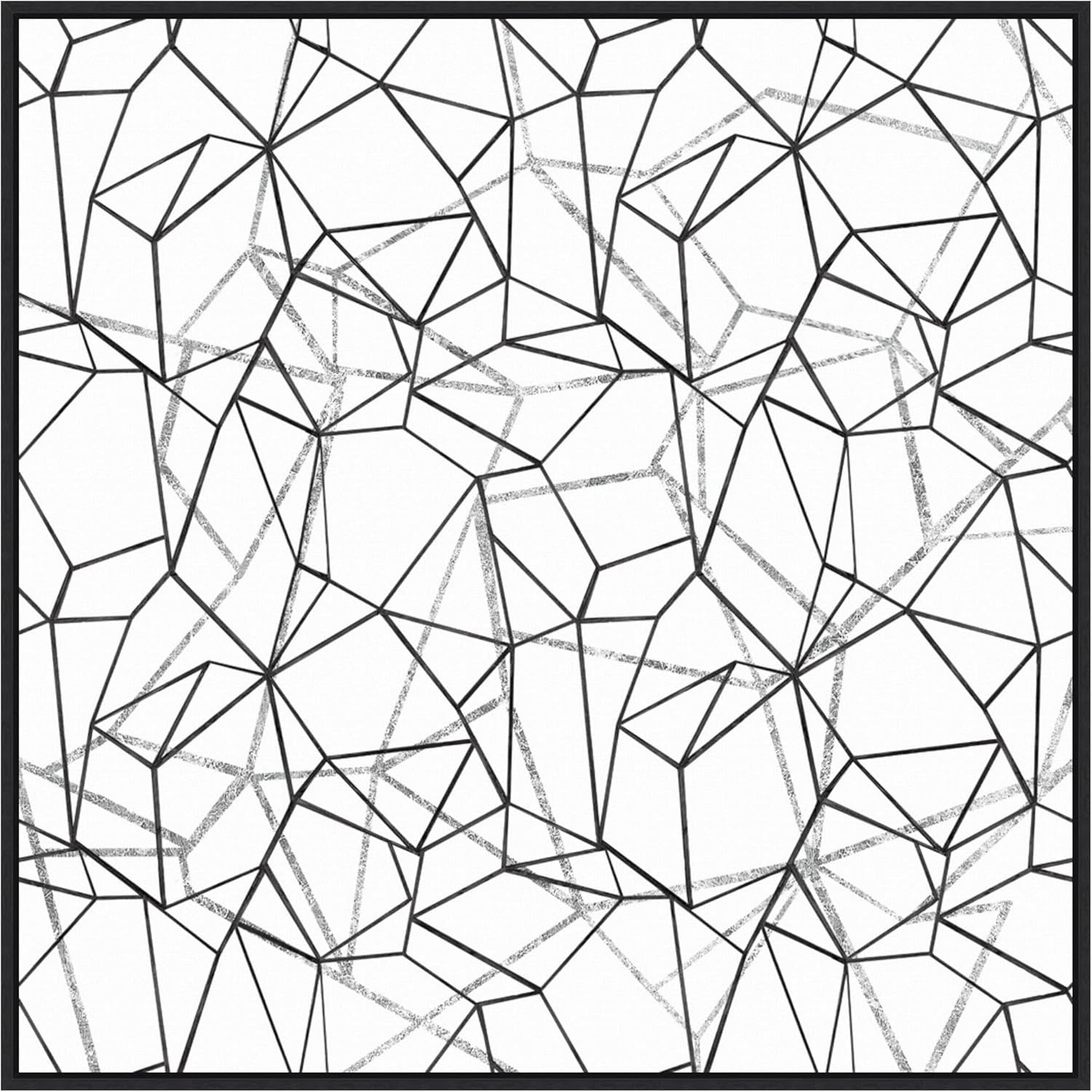 Amanti Art Framed Canvas Wall Art 30x30 Across Geometrics Silver Crop by Wild Apple Portfolio, Framed Wall Art Canvas, Abstract Artwork, Modern Decor, Large Poster Painting for Living Room, Bedroom,