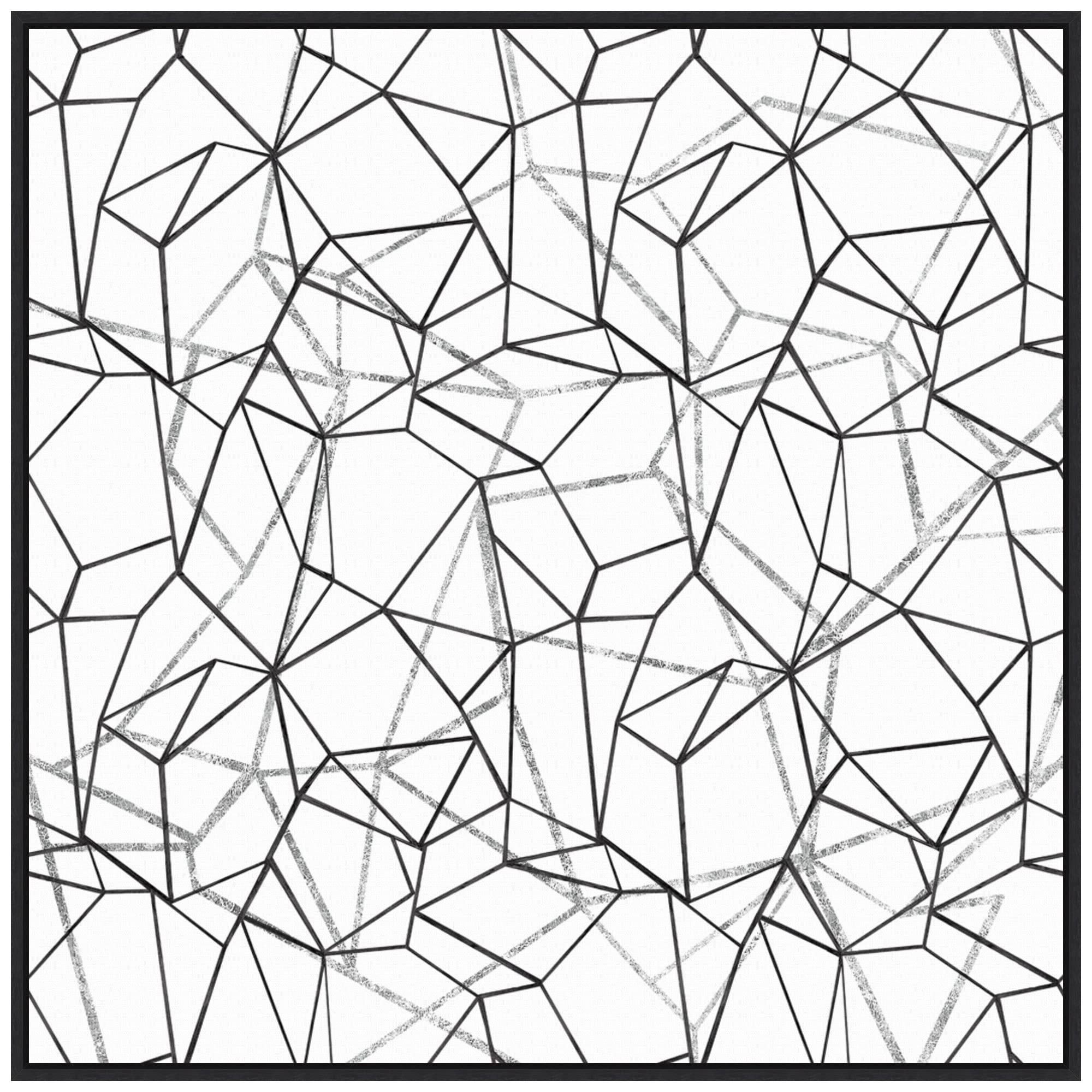 Amanti Art Framed Canvas Wall Art 30x30 Across Geometrics Silver Crop by Wild Apple Portfolio, Framed Wall Art Canvas, Abstract Artwork, Modern Decor, Large Poster Painting for Living Room, Bedroom,