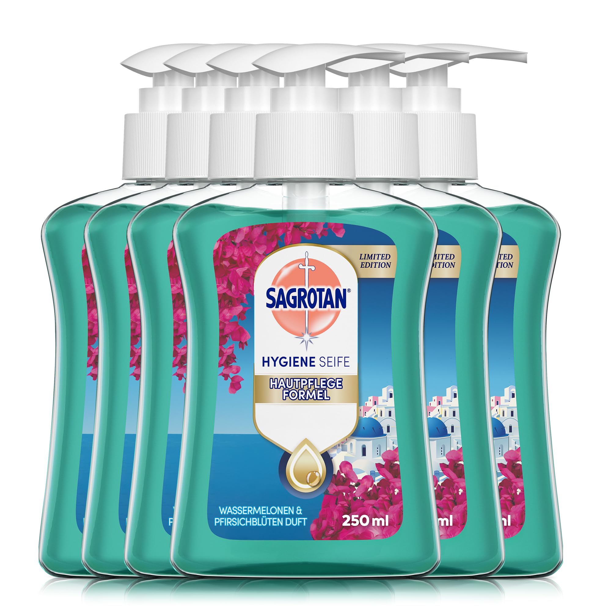 Sagrotan Handseife Floral Coast Limited Edition – Feuchtigkeitsspendend – 6 x 250 ml Handseife