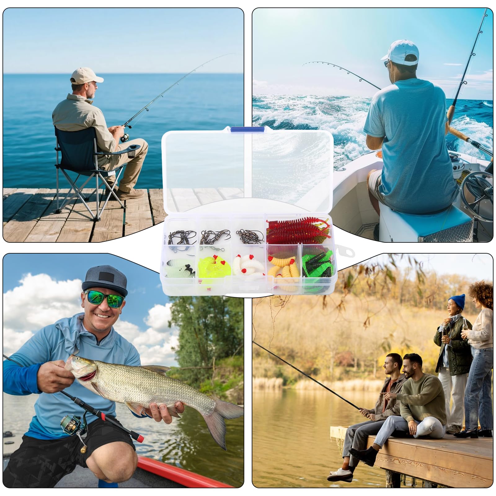 12 Pezzi Girelle da Pesca Ami da Pesca e 40 Esche Pesca Trota Pesca Accessori per Trota in Mare e Acqua Dolce
