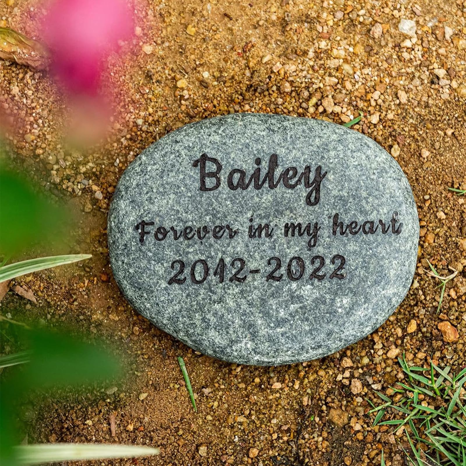 Glad Gua Pet Memorial Stones, Personalised Natural Pebble, Custom Dog Engraved Grave Stone Pebble, Cat Garden Memory Ornament, Gift Box, Small, Medium, Large, XL