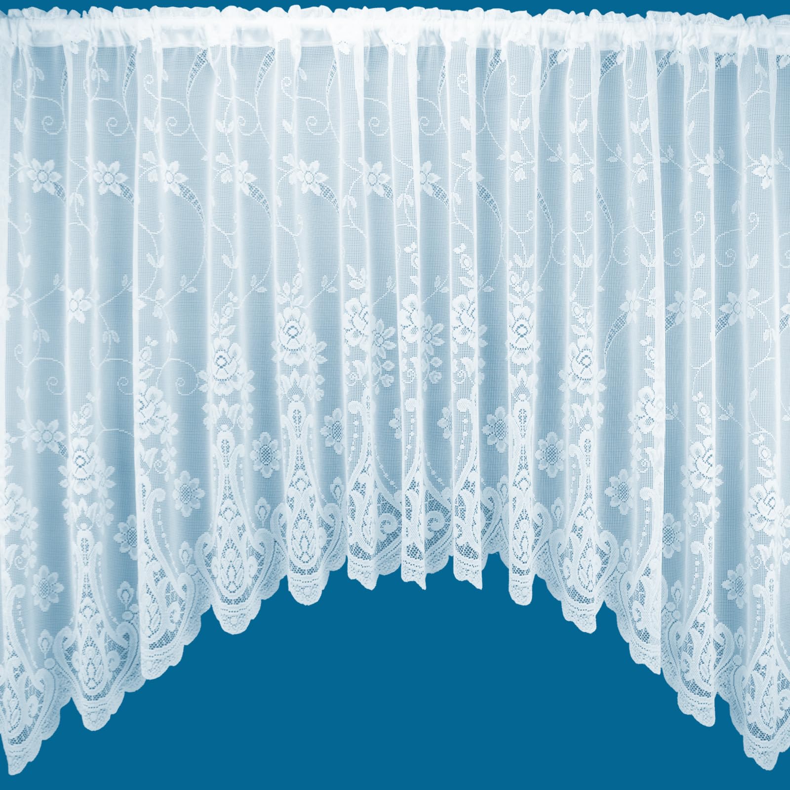 Penshurst Floral Design Jardiniere Net Curtain - Slot Top - Sold In Set Sizes (100'' (254cm) Wide x 42'' (107cm) Drop)