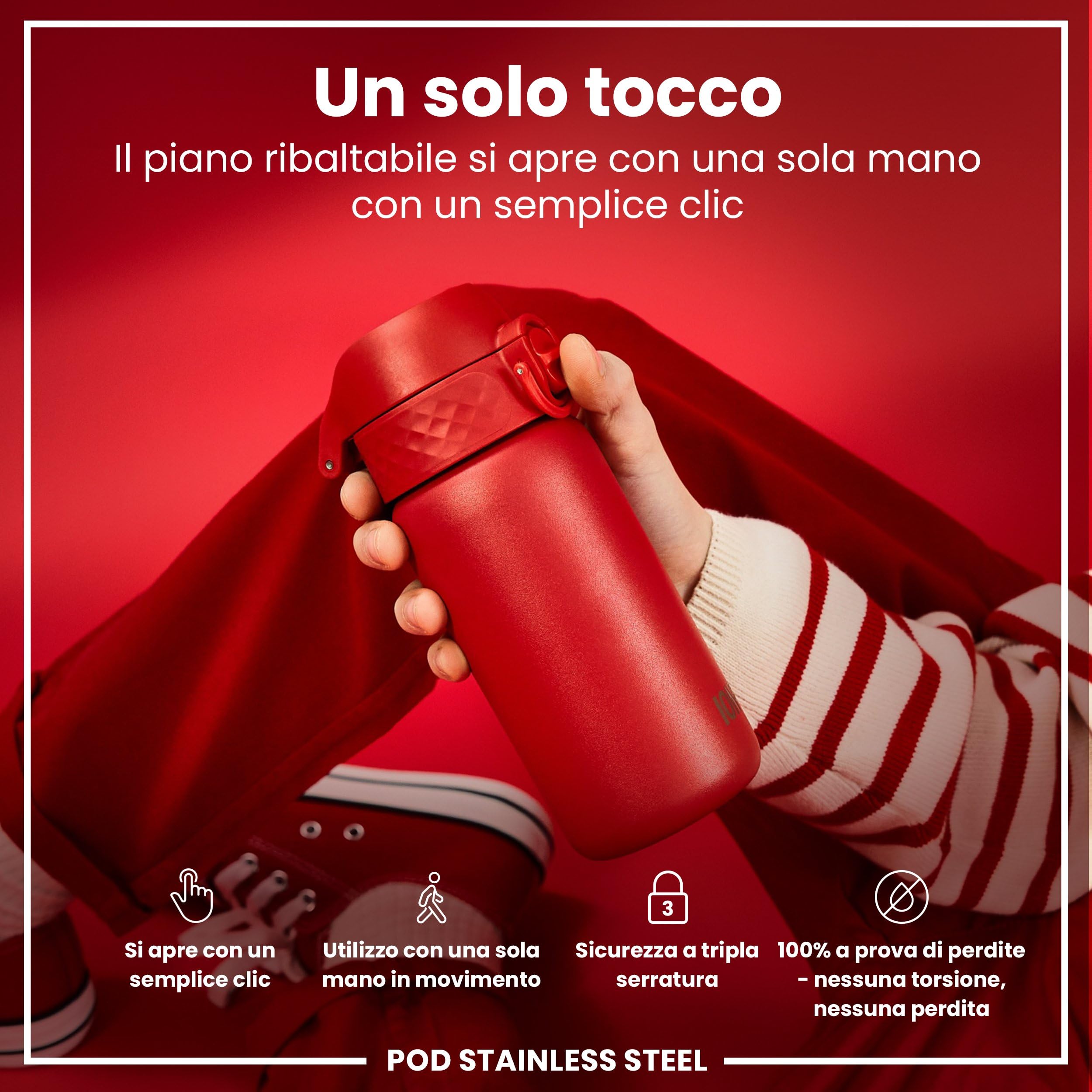 Borraccia Bambini ION8 400ml - Acciaio Inox Design Gelati, Anti-perdite E Lavabile - Foto 10