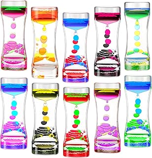10 Pack Colorful Liquid Bubble Oil Hourglasses - Innovative Decompression Liquid Oil Hourglass Toys - Desktop Sensory Gadg...