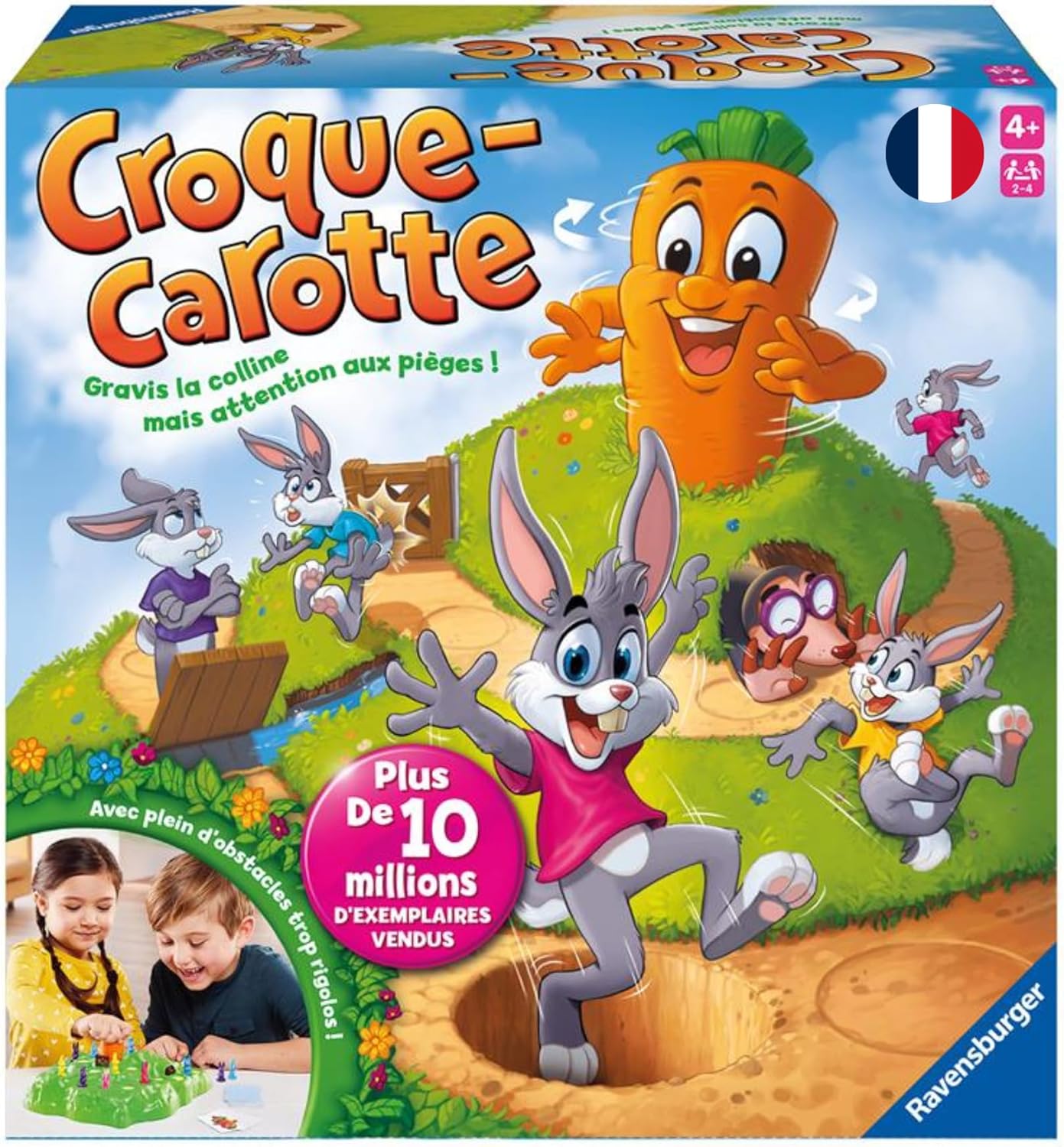 Ravensburger Croque Carotte – Jeu de société rigolo pour enfants, course de lapins en 3D, 2 à 4 joueurs dès 4 ans, sans pile, version française 22223