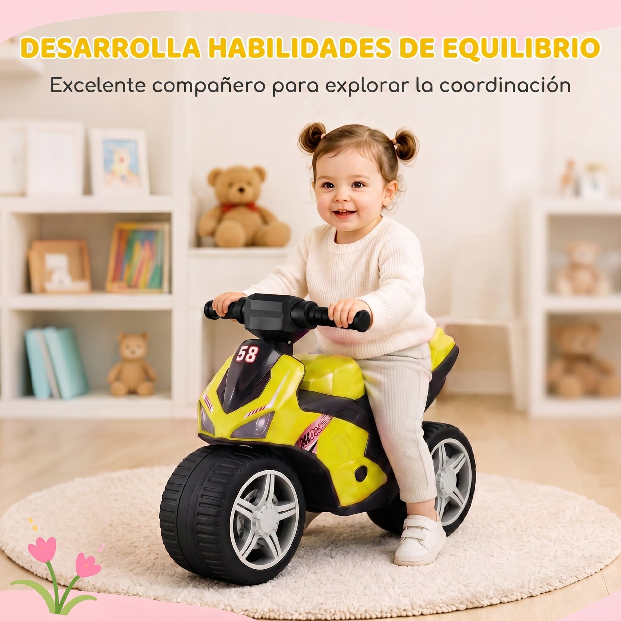 AIYAPLAY Bicicleta sin Pedales con Música y Ruedas Extra Anchas
