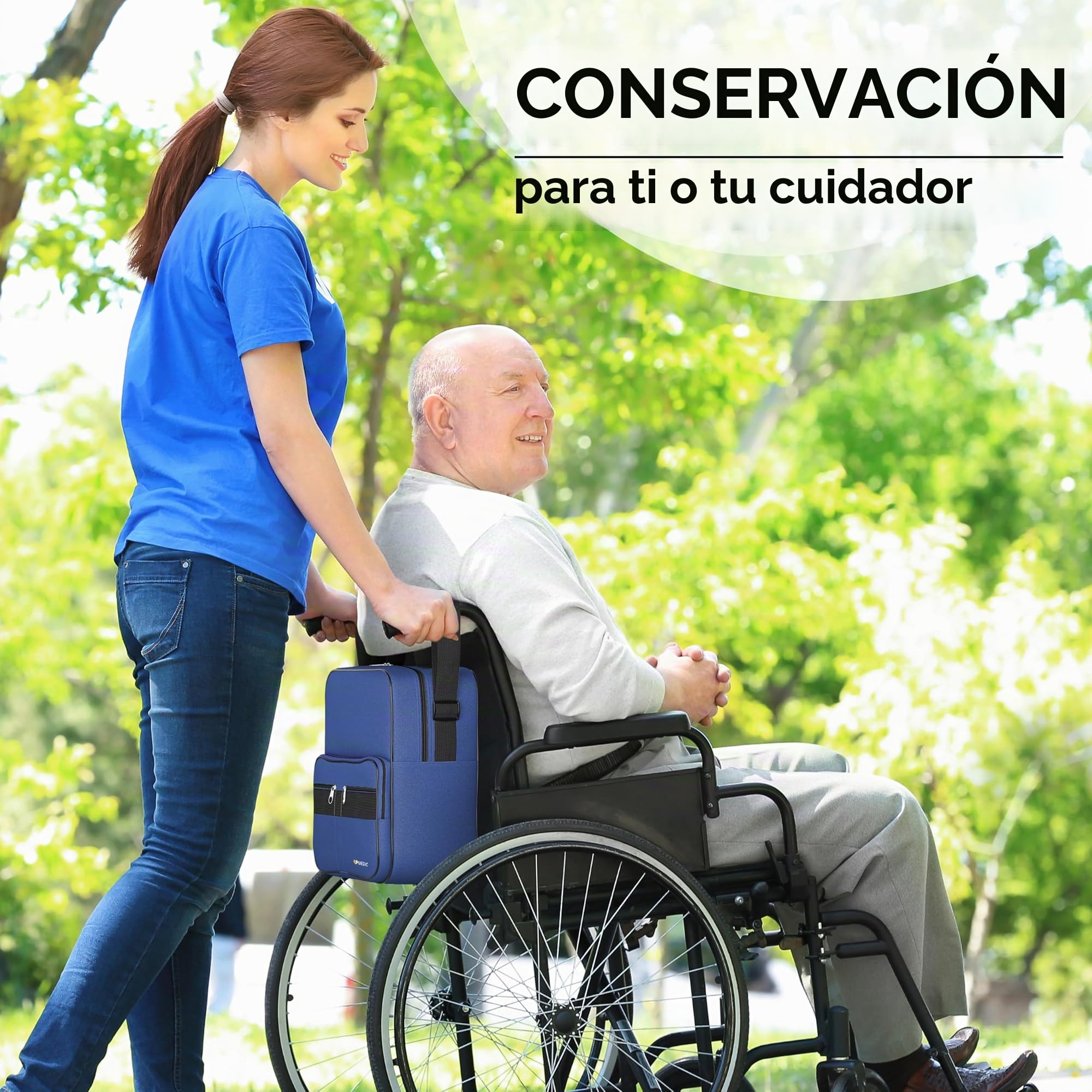 iMedic Bolsa para Silla de Ruedas y Scooter – Azul | Mochila de almacenamiento duradera y espaciosa