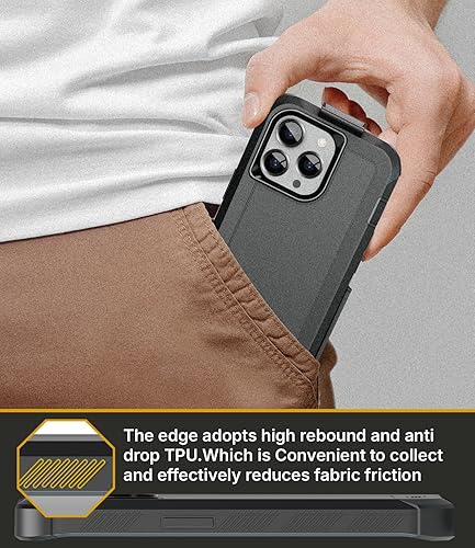 Miniatura 8 de MOTIVE Funda diseñada para iPhone 13 Pro con clip para cinturón, funda protectora, resistente y protección de grado militar de cuatro capas para