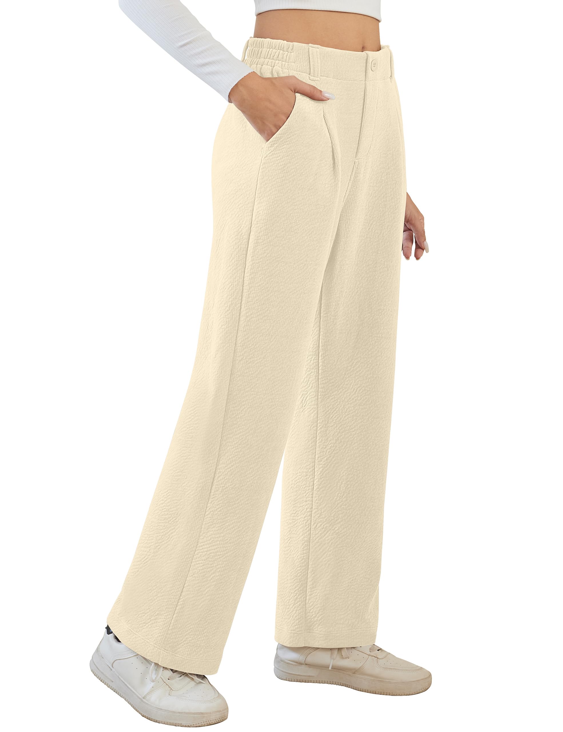 Desol Cordhose Damen Imitations Warme Hosen Damen Bequeme Stoffhose Weite Herbst Winterhose mit Taschen High Waist Gefütterte Freizeithose