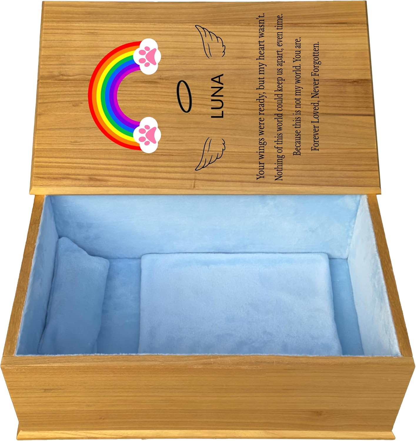 Handmade Waterproof Pet Casket|Dog Cat Casket,Coffin|Pet Caskets For Dogs,Cats|Pet Burial Box,Wooden Box| Pet Memorial (inside19.7"L x11"W x7.5"H) Blue Small