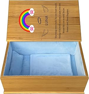 Handmade Waterproof Pet Casket|Dog Cat Casket,Coffin|Pet Caskets For Dogs,Cats|Pet Burial Box,Wooden Box| Pet Memorial (inside19.7"L x11"W x7.5"H) Blue Small