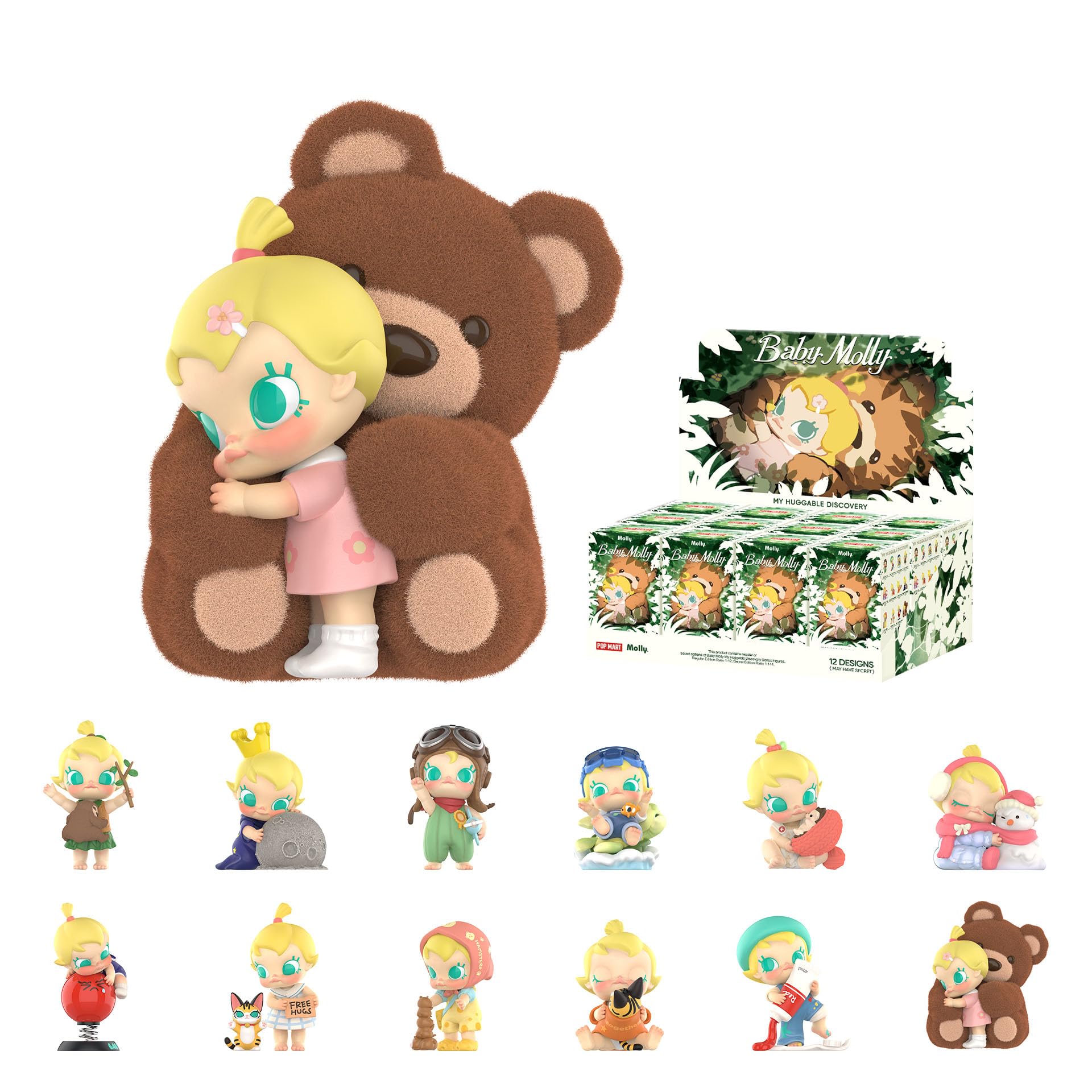 Baby Molly My Huggable Discovery Series Figures, 12PCs Blind Box Figures, Random Design Action Figures Collectible Toys Home Decorations, Holiday Birthday Gifts, Whole Set