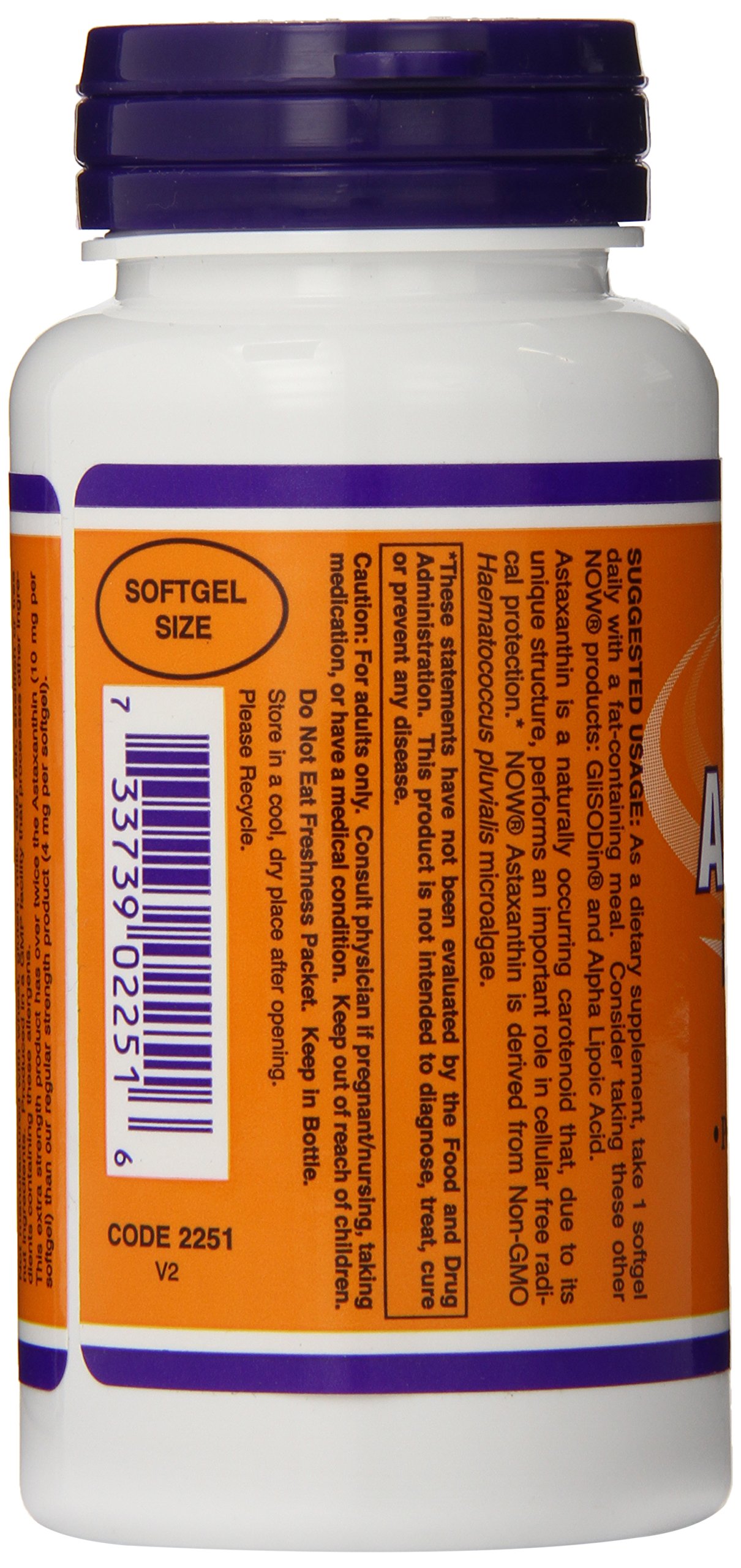 NOW Supplements, Astaxanthin 10mg, Extra Strength,derived from NonGMO