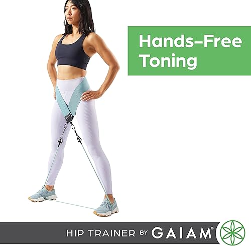 Miniatura 2 de Gaiam Juego de banda para sentadillas y entrenamiento de cadera, banda de resistencia de tela con 3 tubos de resistencia ajustables, equipo de