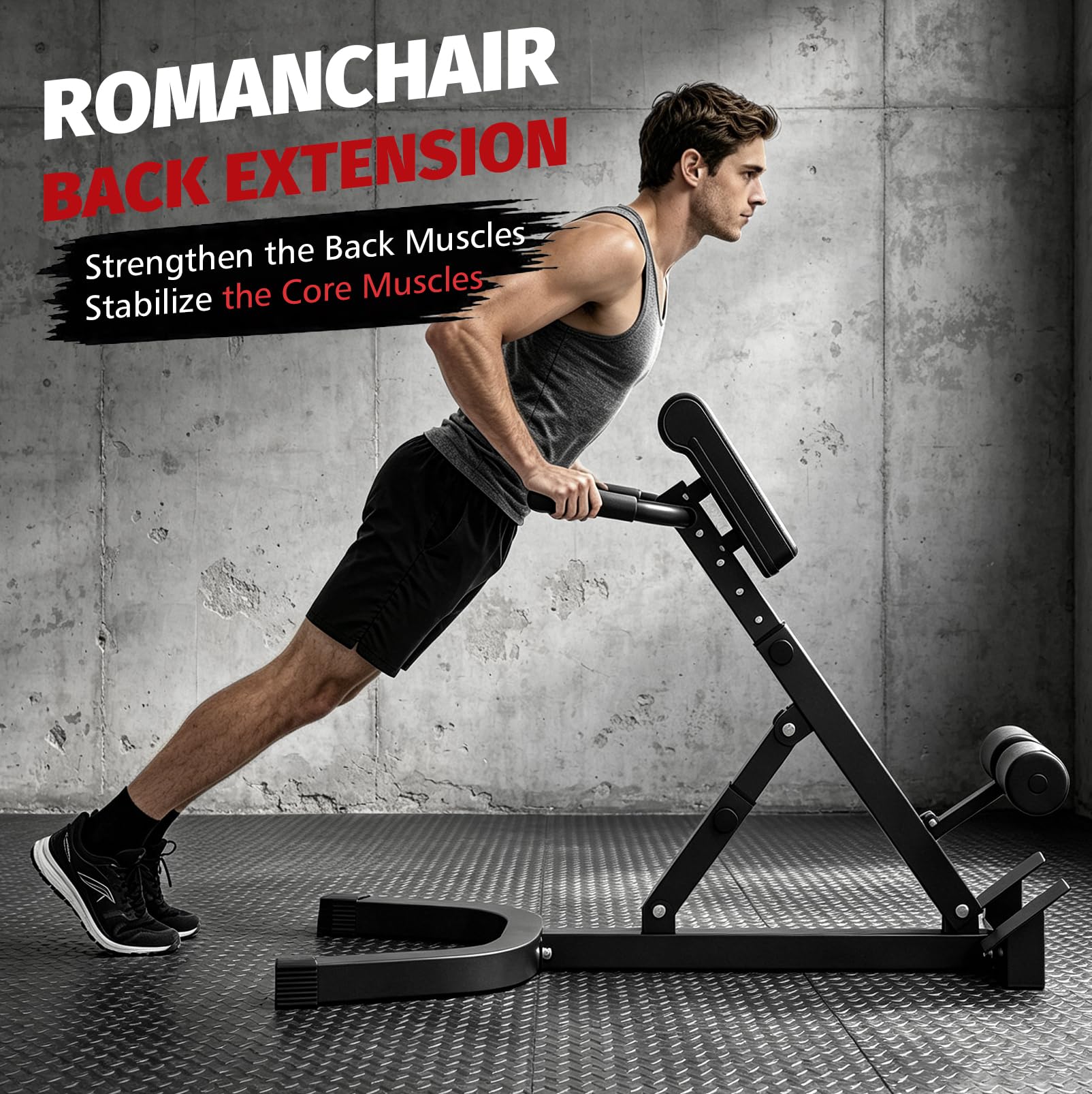 Silla romana, hiperextensión de espalda plegable, banco de hiperextensión, estirador de espalda para el hogar, banco de entrenamiento ajustable, 7 abdominales y muslos ajustables
