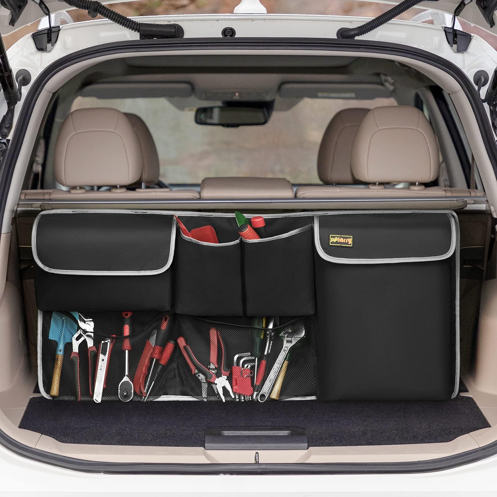 Car Trunk Organizer, Car Seat Back Hanging Storage Organizer for SUV, Truck, MPVs, Jeep, Car Backseat Trunk Organizers with 4 Pockets & 2 Mesh Pouches… (Black 2)