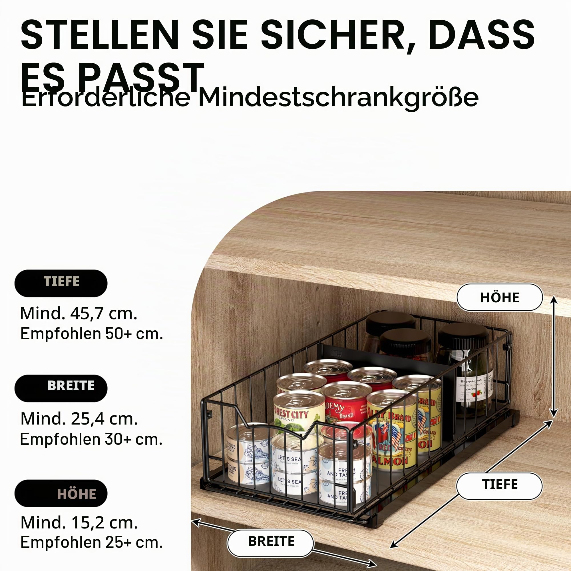 Simple Houseware Ausziehbarer Schrank-Schiebekorb, Schwarz