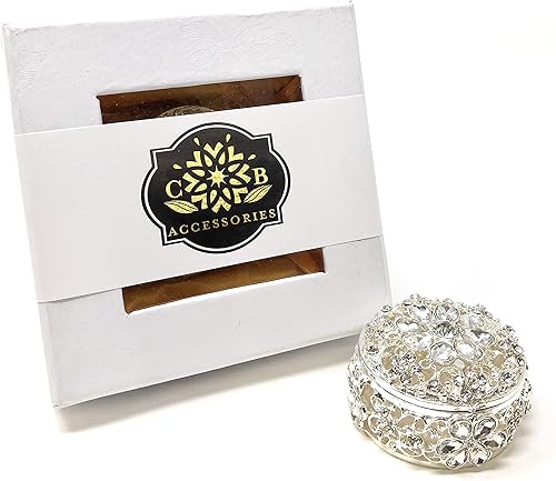 Miniatura 6 de CB Accessories Arras de Boda - Monedas de Boda - Caja de flores redonda con diamantes de imitación decorativos 16 (plata)